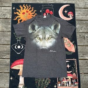 Vintage Wolf Alaska Tee Dark Grey Size Small